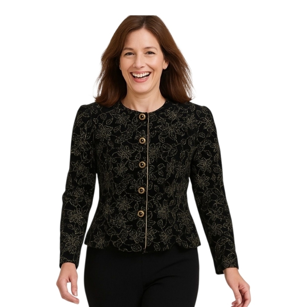R&K Black Evening Jacket with Gold Details